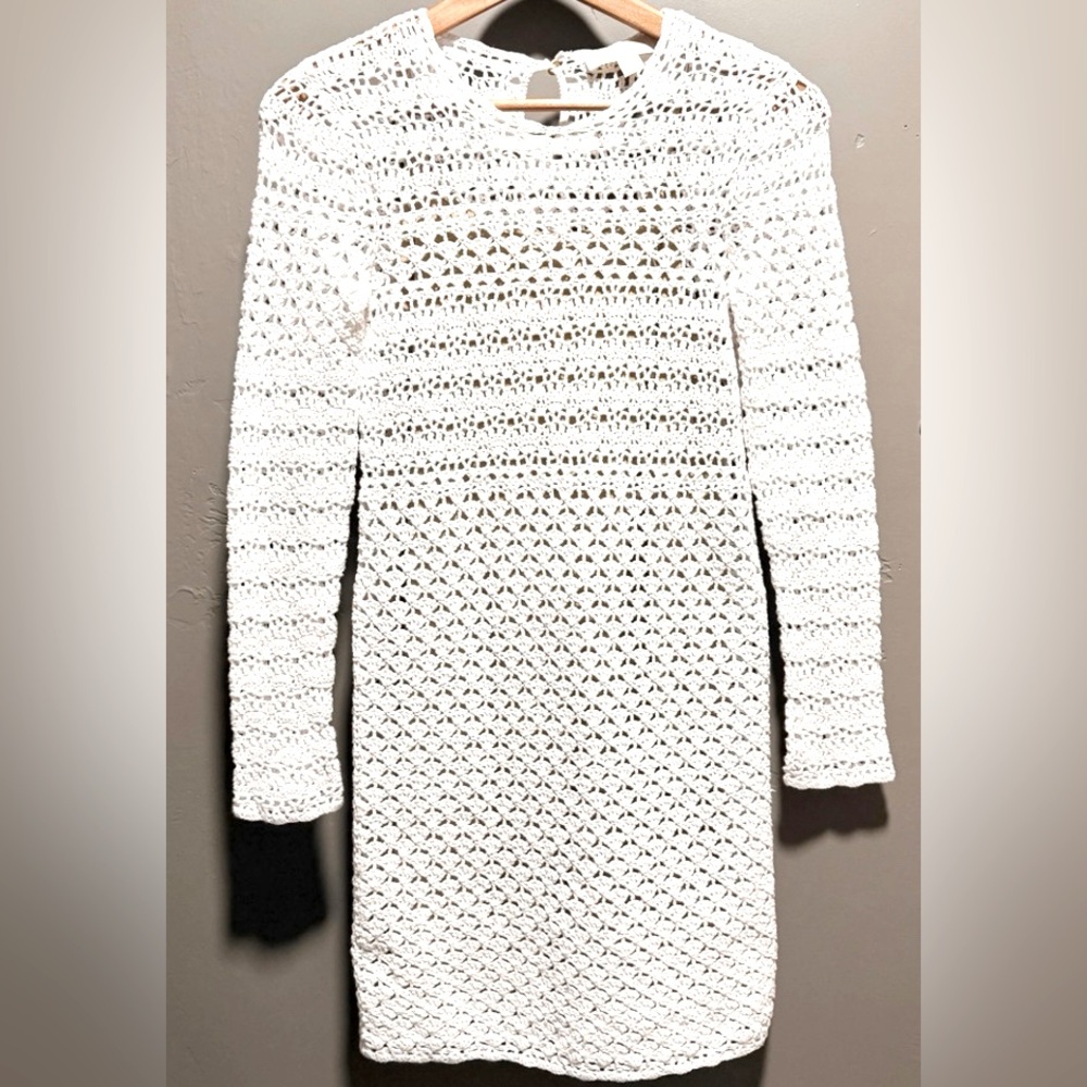 Michael Kors White Long Sleeve Crochet Dress